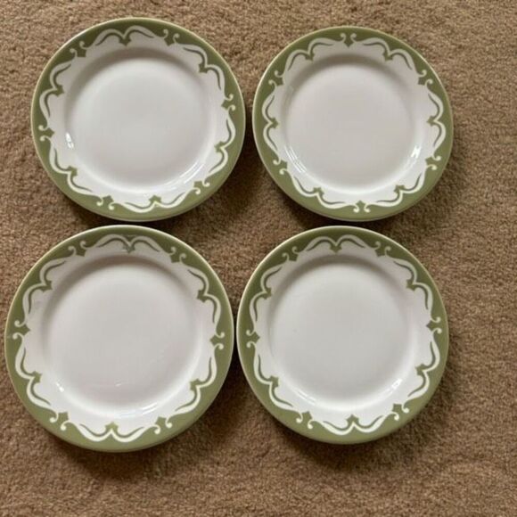 4 Jackson China Vintage Green & White 7” Plates - Picture 1 of 7